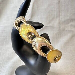 Vintage Liz Claiborne Gold Tone and Faux Yellow Opal Bracelet